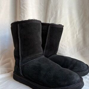 UGG Black Suede Boots with Shearling Lining
